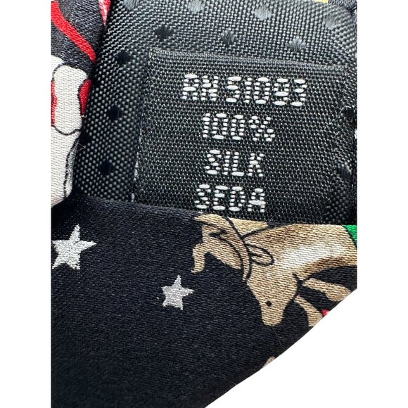 Christmas Novelty Silk Tie With Santa & Reindeer Sleigh Design Holiday Festive - Picture 5 of 8